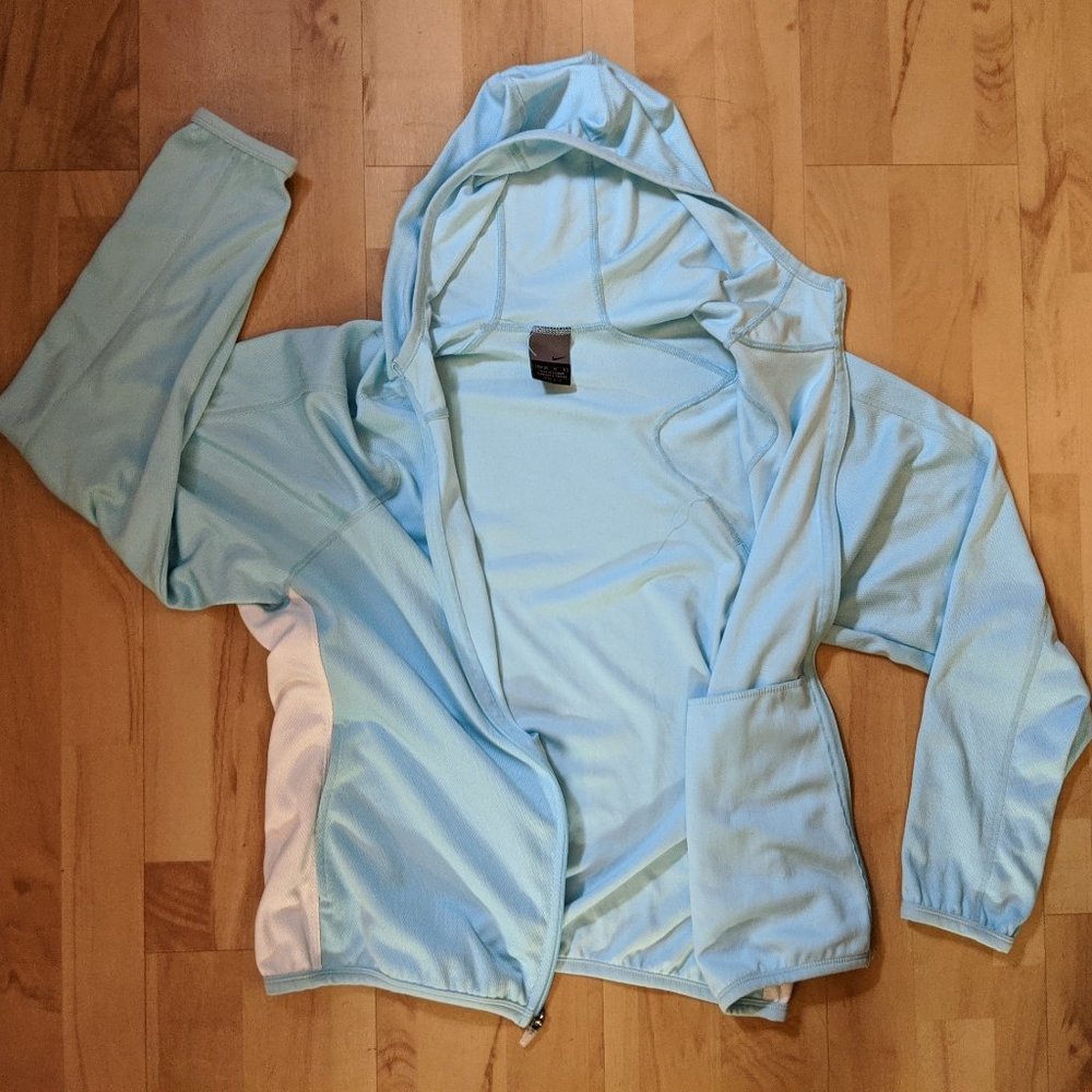 NIKE Drifit Baby Blue Zippered Hoodie